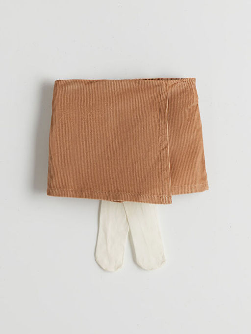 Beli Lastikli K?z ?ocuk ?ort Etek ve K?lotlu ?orap 2li