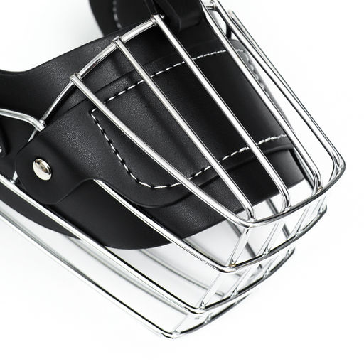 Намордник металлический №4 с трехсторонним ремешком, прессованная кожа, чёрный - Пижон фото 10