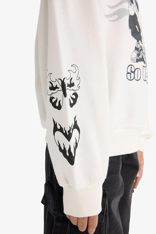 Disney Mickey & Minnie Oversize Geni_ Kal_p Kap__onlu Sweatshirt K_z _ocuk - Defacto фото 7