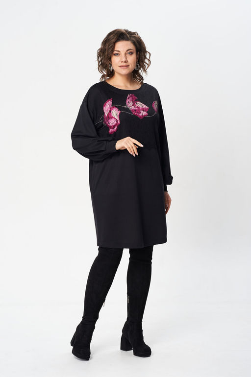 Платье Gizart 5356/1-Р Черный+маки