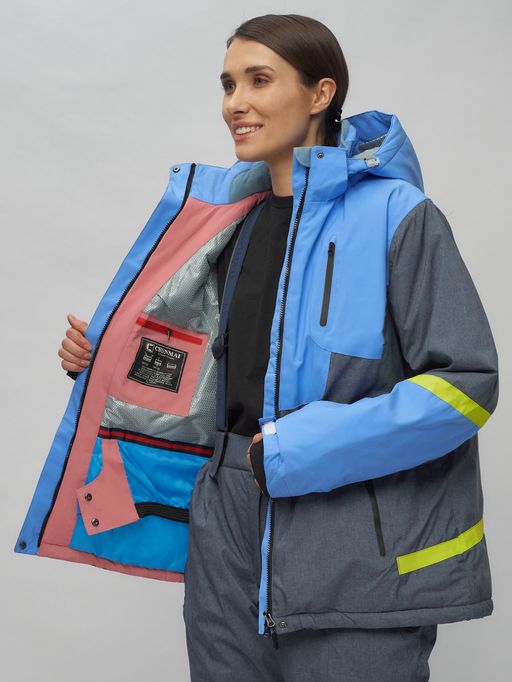 Горнолыжный костюм женский большого размера синего цвета 02282-1S - Chunmai фото 20