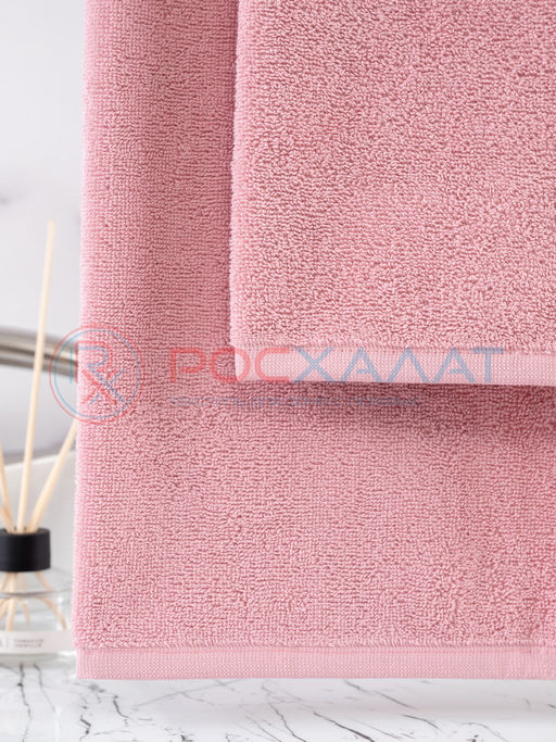 Махровое полотенце без бордюра пудрово-розовое ПМ-102 70х140 - Росхалат фото 4