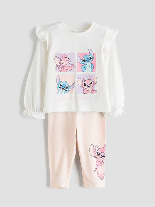 Stitch & Angel Bask?l? K?z Bebek Ti??rt ve Tayt