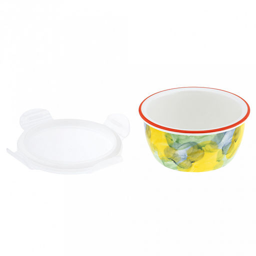 Акварель Салатник-контейнер фарфоровый 640мл, д14,8х6,9см, круглый, с деколью, отводка, пластмассовая крышка, герметичная, с клипсами, с силиконовым уплотнителем (Китай) - Домашняя мода фото 7