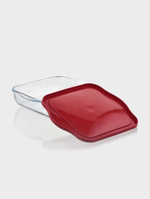 Форма для запекания Paşabahçe Borcam, 2 л, 25.6×22 см, с крышкой, квадратная, жаропрочное стекло, прозрачная