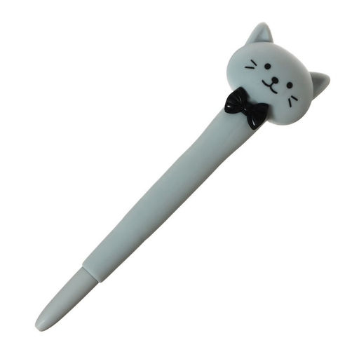 Ручка гелевая-прикол, стержень синий Котик с бантиком, серый - Calligrata фото 3