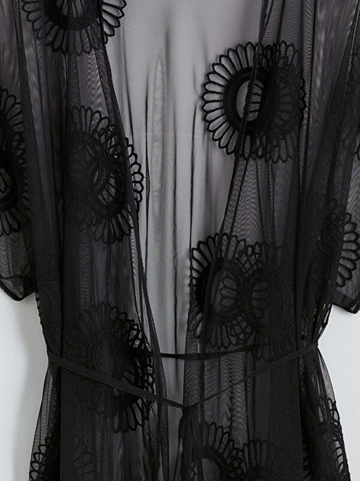 ?al Yaka Dantel Nak??l? Kad?n Plaj Elbisesi