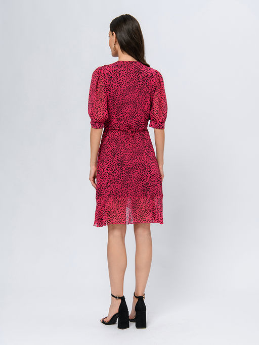 Платье цвета фуксии длины мини с принтом - 1001dress фото 3