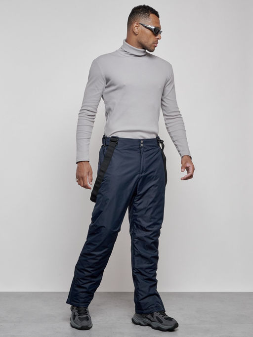 Полукомбинезон утепленный мужской зимний горнолыжный темно-синего цвета 7507TS - Colannia фото 18