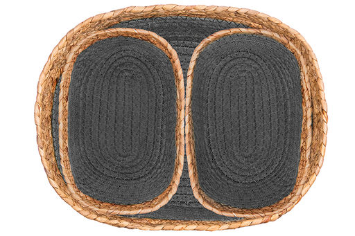 Набор 3 плетеных корзин 1 корзинка 30*25*14 см, 2 корзинки 22*14*12 см, серый - Elan gallery фото 5