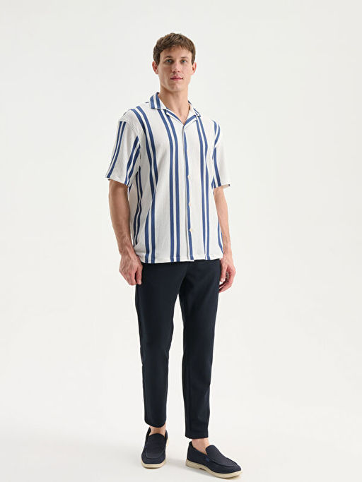 Regular Fit K?sa Kollu ?izgili Arm?rl? Erkek G?mlek