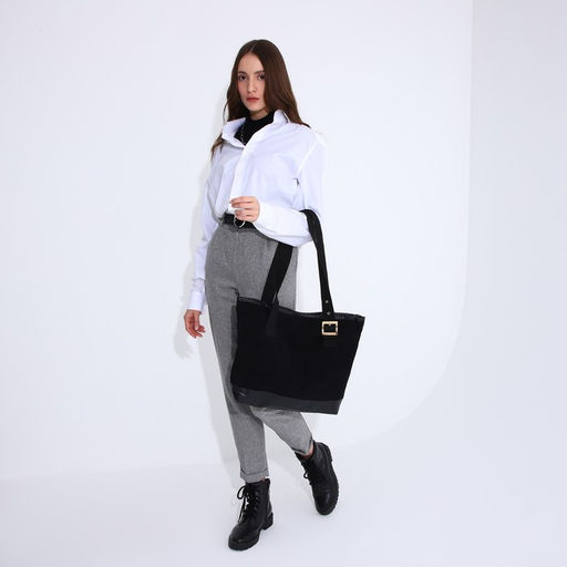 Сумка-шопер на молнии, наружный карман, цвет чёрный - Simaland фото 7