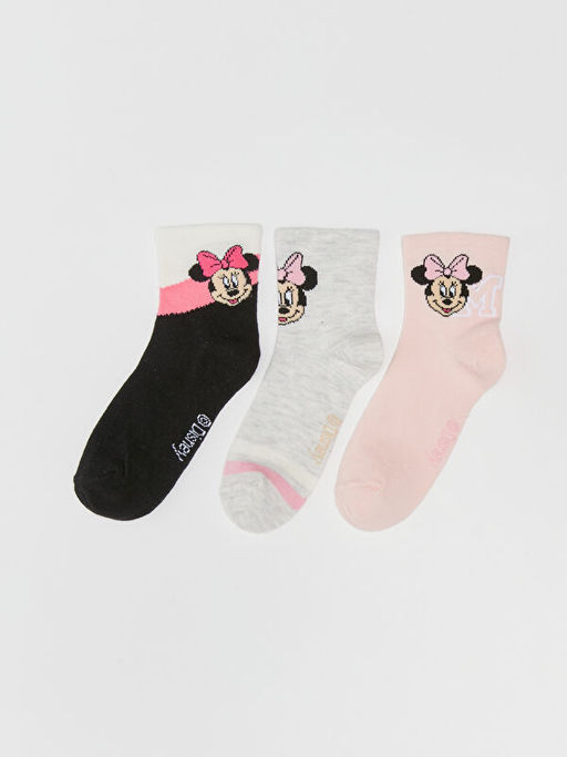 Minnie Mouse Desenli K?z ?ocuk Soket ?orap 3l?