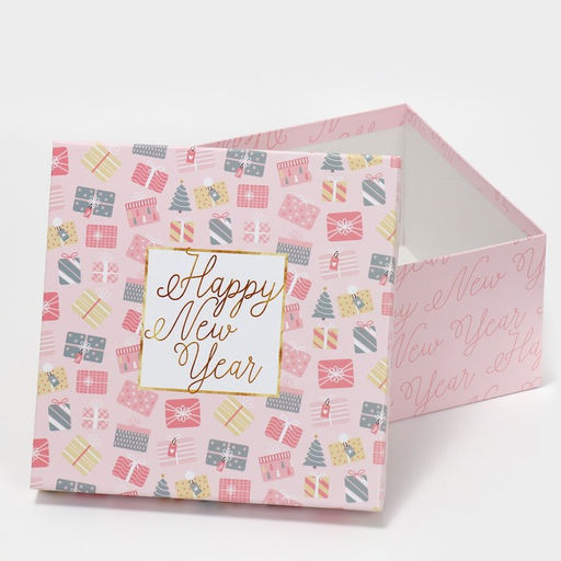 Коробки подарочные новогодние набор 10 в 1 Happy New year, 10×10×6 ‒ 28×28×15 см
