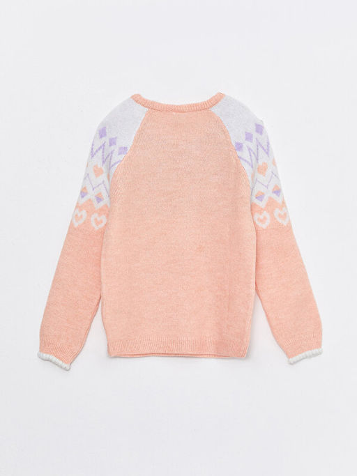 Bisiklet Yaka Desenli Uzun Kollu K?z ?ocuk Triko Kazak - Waikiki фото 2