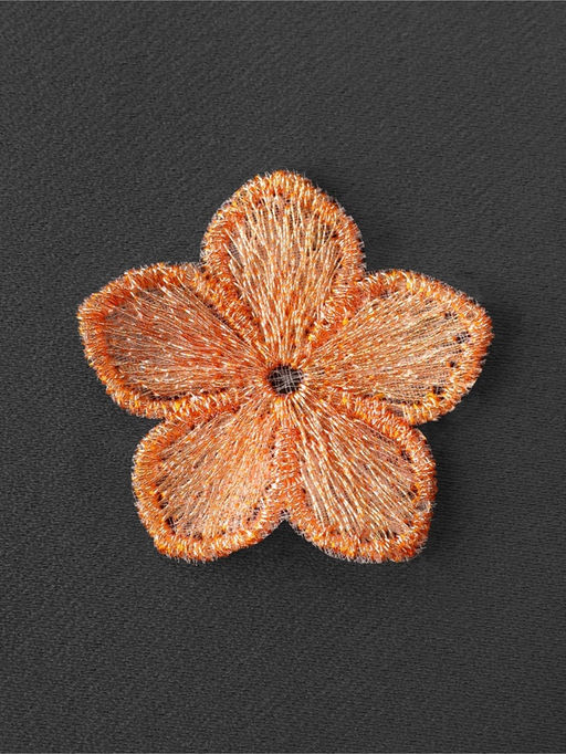 Аппликация для одежды «Цветок», текстильная, с голографической нитью, 3.5×3.5 см, 10 шт., оранжевая