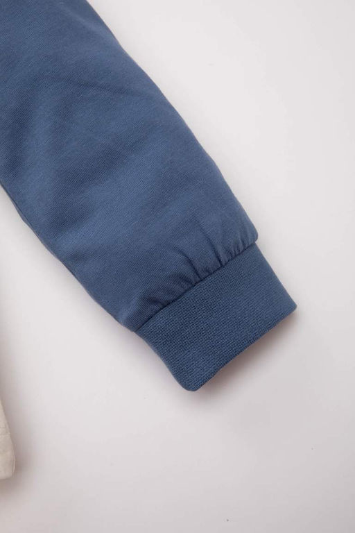 Пижамный комплект из чесаного хлопка с длинными рукавами и принтом для маленьких мальчиков - Defacto фото 4