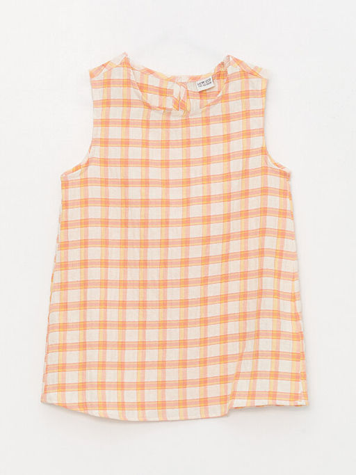 Bisiklet Yaka Desenli Poplin K?z ?ocuk Bluz