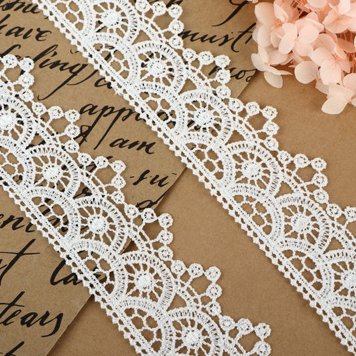 Кружево гипюровое, 40 мм, 9±0.5 м, цвет белый