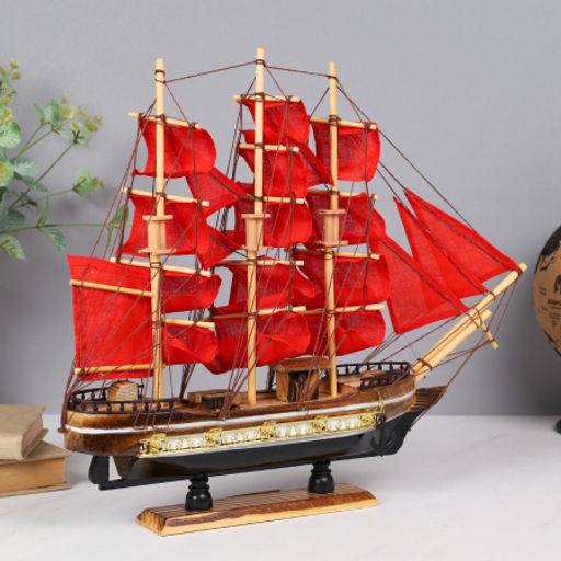 Макет парусного корабля 44х38 см / SH08-R /уп 8/красный парус - Галеонтрейд фото 2