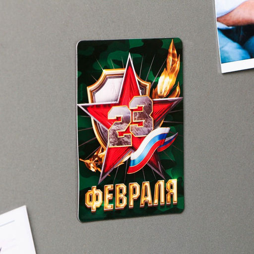 Цена за 4 шт. Магнит полимерный 23 февраля, 6?8 см