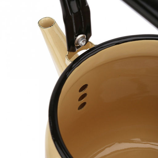 "Клубника садовая" Чайник эмалированный 3,5л, д19см, h18см, металлическая крышка, подвижная металлическая ручка, кремовый (Россия)