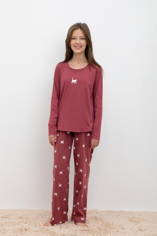 КБ 2820/шоколадный десерт,кошечки пижама для дев