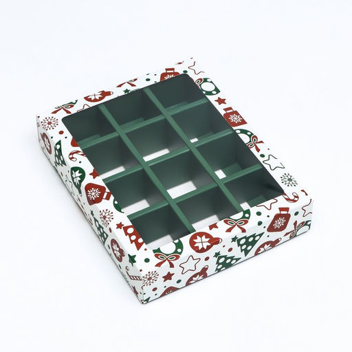 Коробка под 12 конфет Новогодний паттерн, 19?15?3.5 см - UPAK LAND фото 7