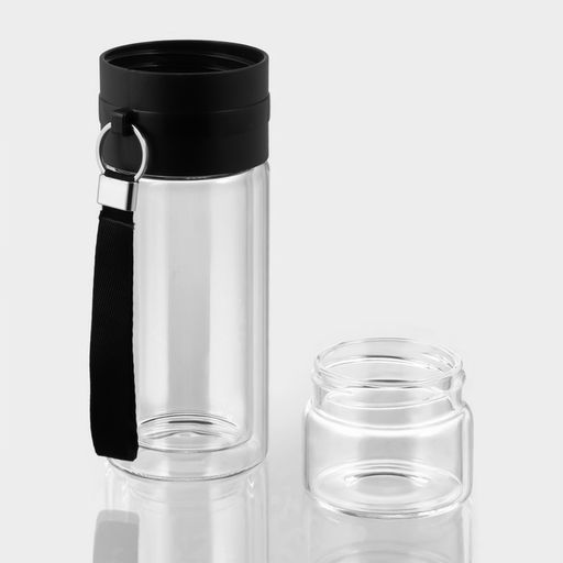 Термос-заварник «На ходу», 250 мл, h=19 см, с двойными стенками, стекло, прозрачный