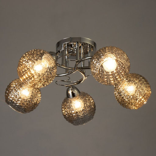 Светильник потолочный BayerLux «Эрион», люстра 5хЕ27, 40 Вт, хром, 56×56×22 см