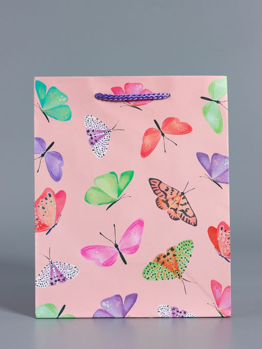 Пакет подарочный ламинированный «Крылья счастья», розовый, 18×22.3×10 см