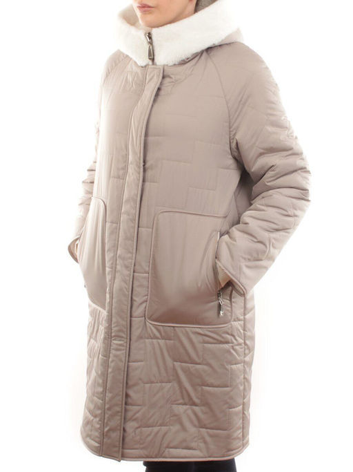2661 BEIGE Пальто двухстороннее женское еврозима (100 гр. холлофайбер) - Фабричный китай фото 5