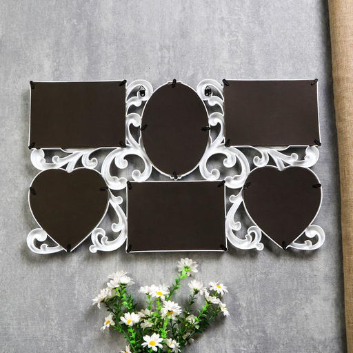 Фоторамка - коллаж на 6 фото 10?15, 12?12 см Завитки, пластик, мультирамка, белая, 31.5?53 см