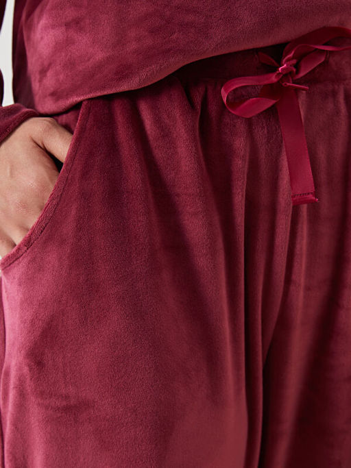 Beli Lastikli Kadife Kad?n Pijama Alt?