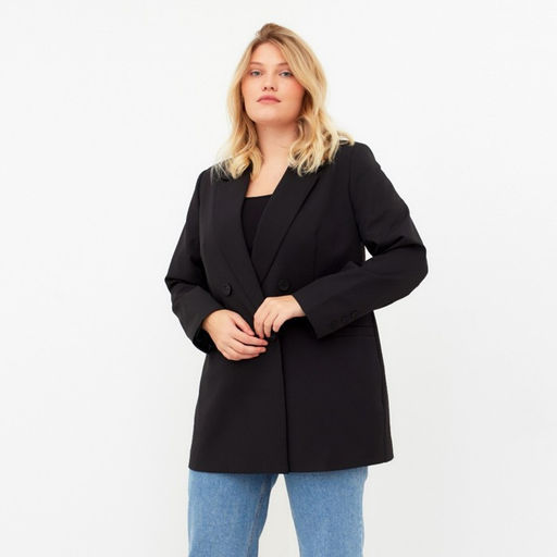 Пиджак женский двубортный MIST plus-size, размер 56, чёрный