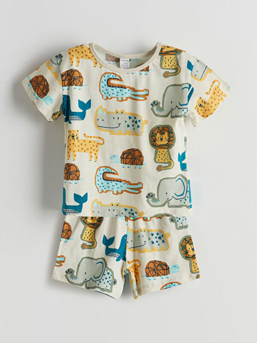 Dinozor Bask?l? Erkek Bebek Ti??rt ve ?ort 2li
