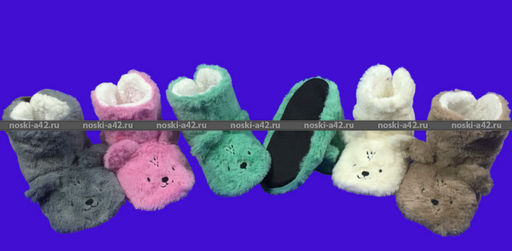 Цена за 2 пар. 2 ПАРЫ - Носки-САПОЖКИ детские с мехом Мордочки ВЫСОКИЕ длина подошвы 17-18 см - For you фото 2