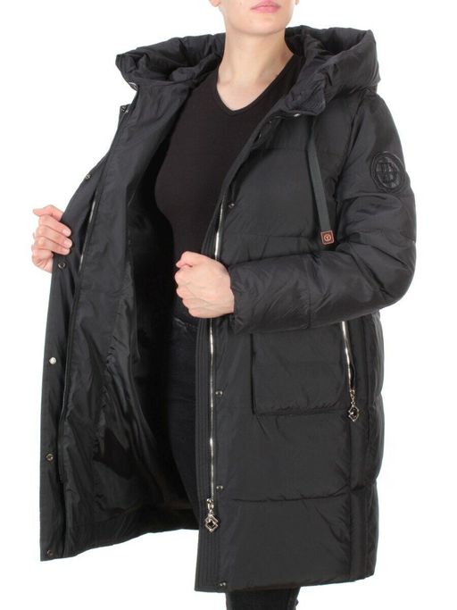 8966 BLACK Пальто зимнее женское CLOUD LAG CAT (200 гр. холлофайбер)