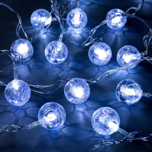 Гирлянда Нить 5 м с насадками Футбольный мяч, IP20, прозрачная нить, 20 LED, свечение белое, 8 режимов, 220 В - Luazon lighting фото 2