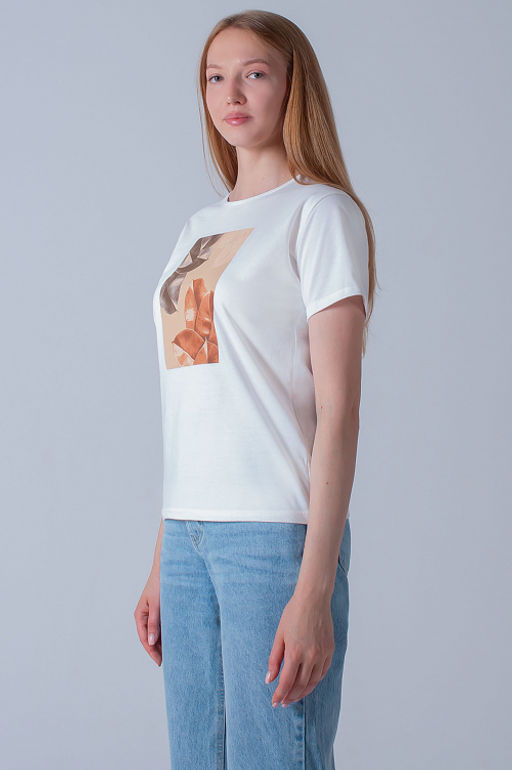 Арт. 3192 Футболка женская 44-52 (5 шт) Цвет:молочный - Калинка фото 2