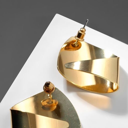 Серьги металл Геометрия заворот, цвет золото - Queen fair фото 6