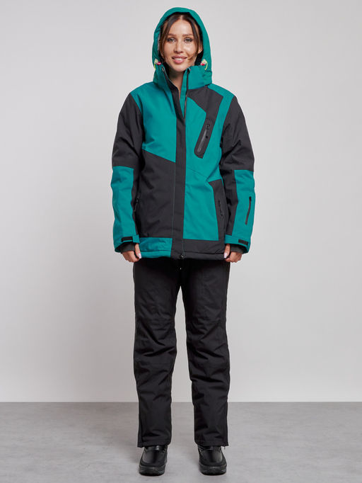 Горнолыжный костюм женский большого размера зимний темно-зеленого цвета 02366TZ - Chunmai фото 5