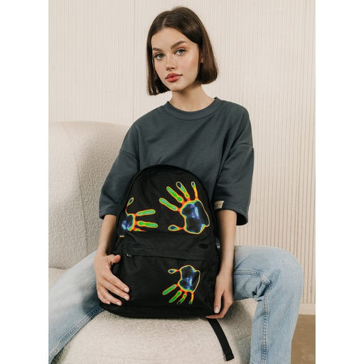 Рюкзак текстильный Отпечаток, с карманом, цвет чёрный - Nazamok фото 8