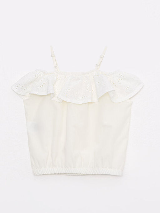 Kay?k Yaka Fisto Detayl? Poplin K?z ?ocuk Bluz - Waikiki фото 2