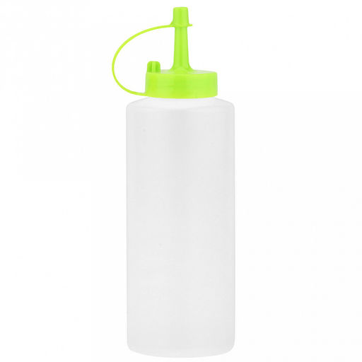 Бутылка для масла и соуса пластмассовая 380мл, д6см h19см, цветная пластмассовая крышка с колпачком в ассортименте: белый, желтый, салатовый, красный, бирюзовый (Китай) - Домашняя мода фото 2