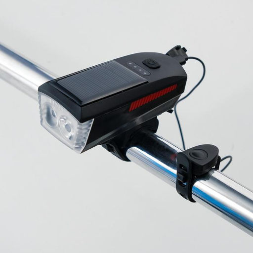 Фонарь велосипедный аккумуляторный, 5 Вт, 1800 mAh, 400 лм, солнечная батарея, с сигналом - Simaland фото 3