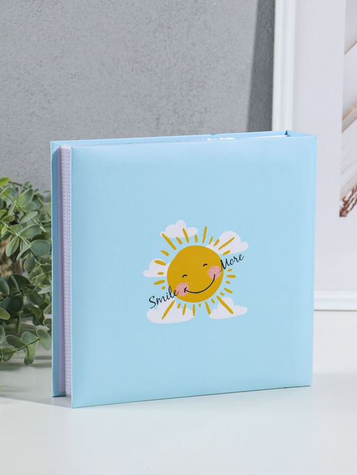 Фотоальбом на 200 фото 10х15 см "Малышковый" голубой, бумажные листы 4,5х22х22,5 см