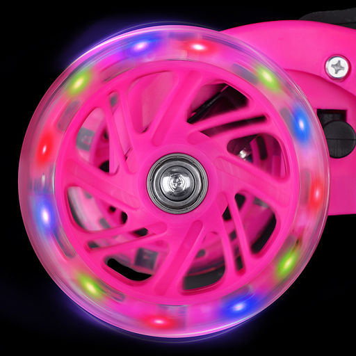 Самокат трёхколёсный ROCKET колёса световые PU, цвет розовый