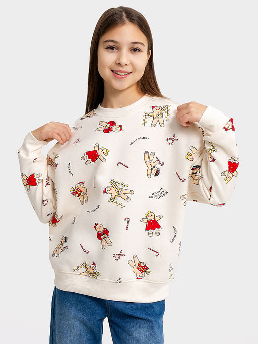 Джемпер для девочек молочный с печеньем