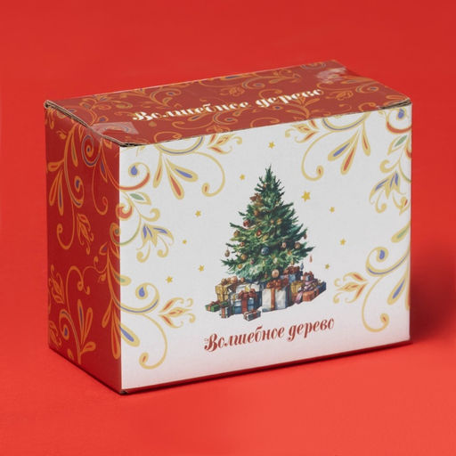 Салфетница новогодняя Доляна «Волшебное дерево», 9.5×4.5×7 см, доломит, белая, красная